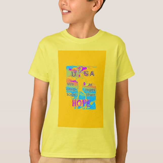 USA Hope: Colourful Textured Design T-Shirt (Front)