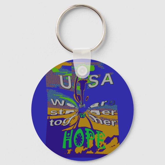 USA Hope Message Art Print Key Ring (Front)