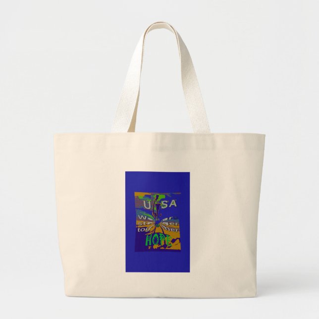 USA Hope Message Art Print Large Tote Bag (Front)