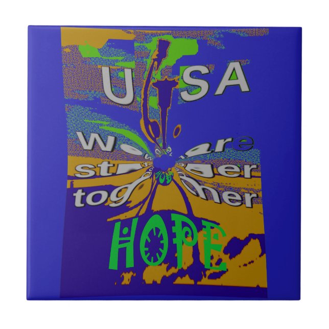 USA Hope Message Art Print Tile (Front)