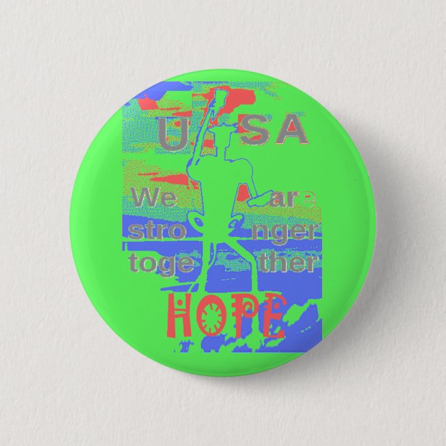 USA Hope: Neon Lemon & Orange Art 6 Cm Round Badge (Front)