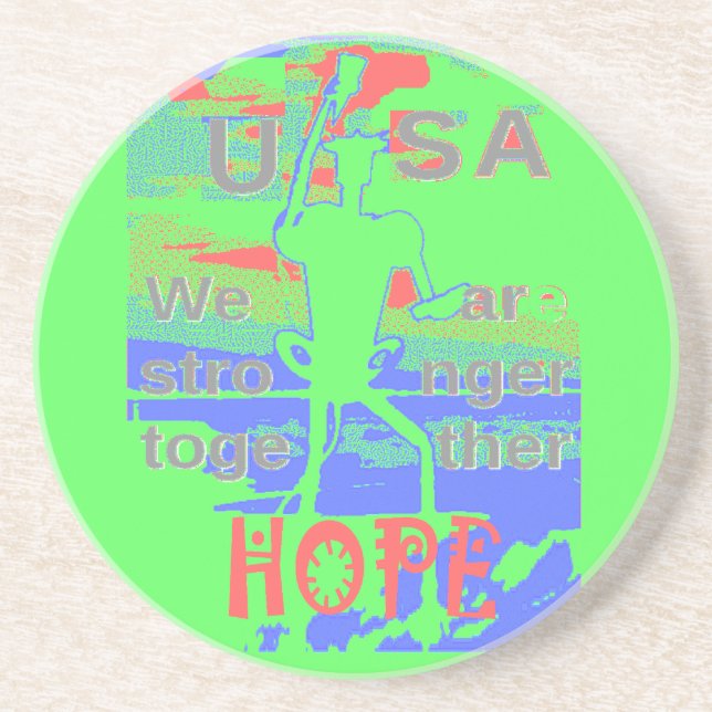USA Hope: Neon Lemon & Orange Art Coaster (Front)