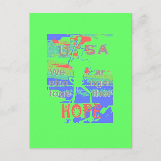 USA Hope: Neon Lemon & Orange Art Postcard (Front)
