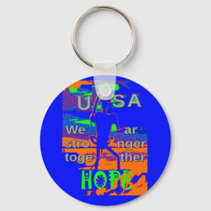 USA Hope Strong Together - A Patriotic Tapestry Key Ring