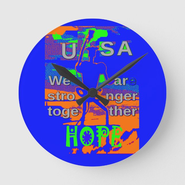 USA Hope Strong Together - A Patriotic Tapestry Round Clock (Front)
