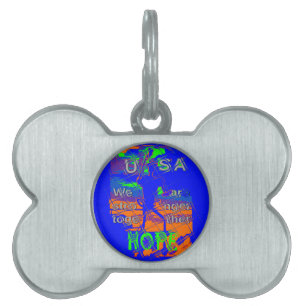 USA Hope: Stronger Together Patriotic Design Pet ID Tag