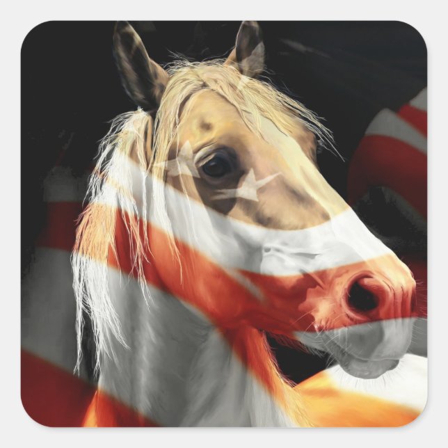 Usa Horse of Pride Flag Square Sticker (Front)