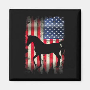 Usa Horse Vintage American Flag Funny Animal T Shi Magnet