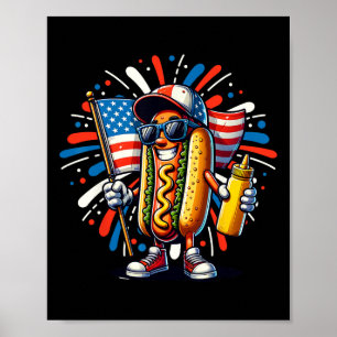Usa Hot Dog American Flag Usa 4th Of July Fourth P Poster