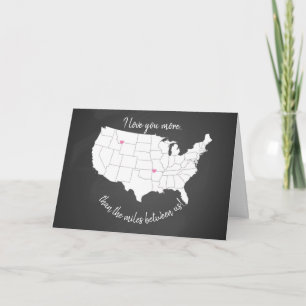 USA I love you more than the miles between us Card
