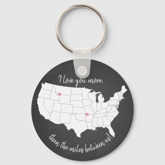 USA I love you more than the miles between us Key Ring (Front)