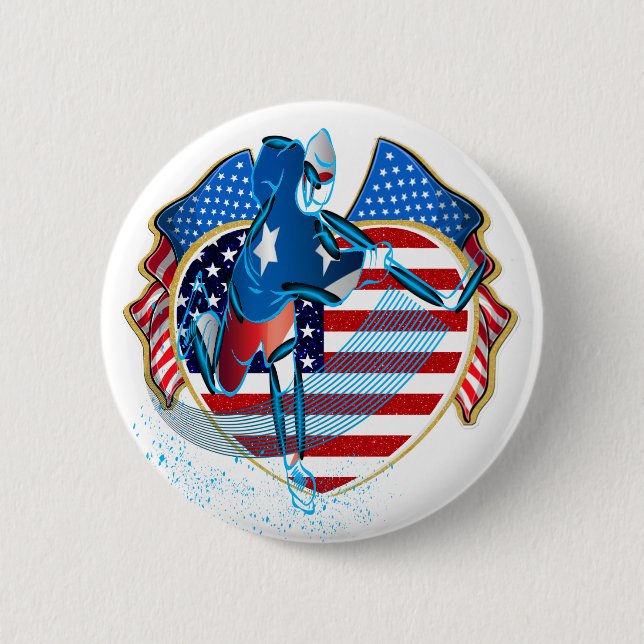USA ICE HOCKEY BUTTON (Front)