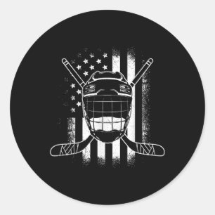 Usa Ice Hockey Player Field Hockey Sticks Classic Round Sticker
