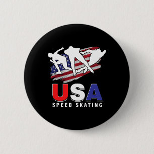 Usa Ice Skate Skating Skaters Speed Figure Skater  6 Cm Round Badge