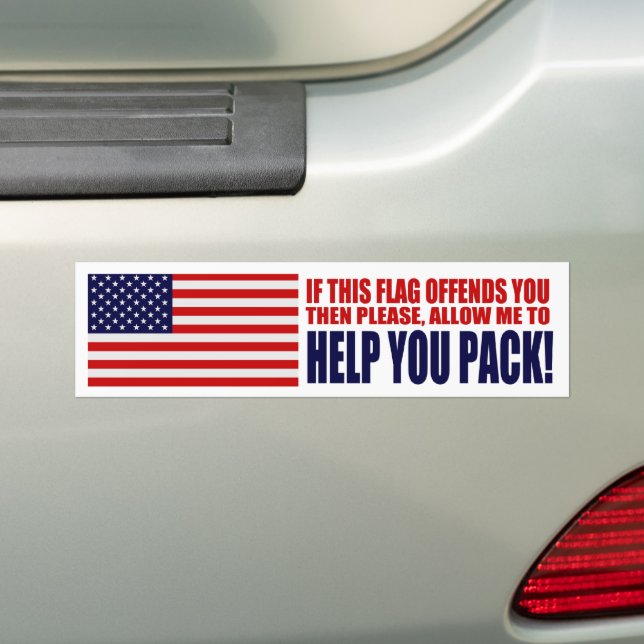 USA If This Flag Offends You Bumper Sticker (On Car)