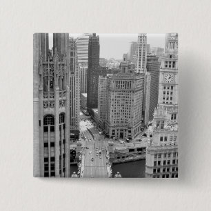 USA, IL, Chicago, Loop from Hotel 15 Cm Square Badge