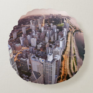 USA, Illinois, Chicago, Aerial view of Lake Round Cushion