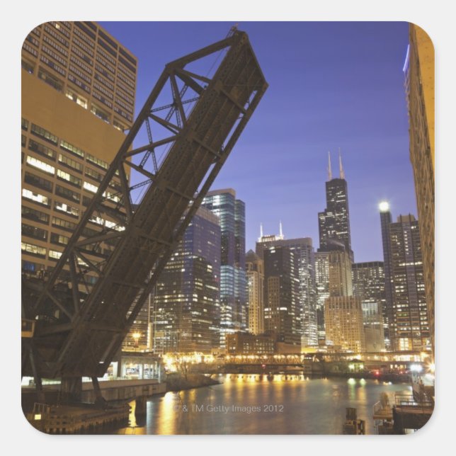 USA, Illinois, Chicago, Chicago River Square Sticker (Front)