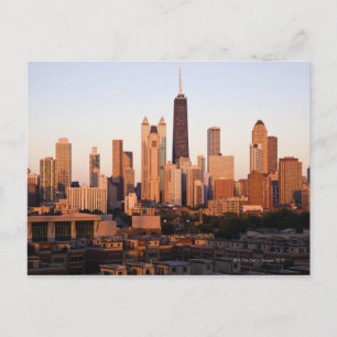 USA, Illinois, Chicago, City skyline at sunset Postcard