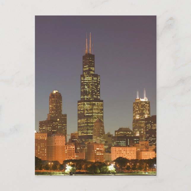 USA, Illinois, Chicago: City Skyline / Evening Postcard (Front)