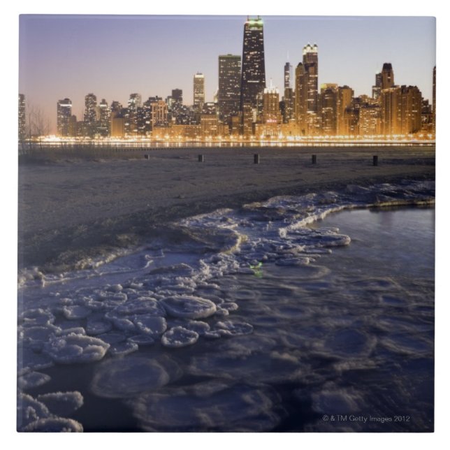 USA, Illinois, Chicago, City skyline from Lake Ceramic Tile (Front)
