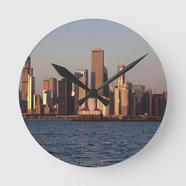 USA, Illinois, Chicago, City skyline over Lake 2 Round Clock (Front)