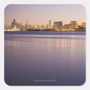 USA, Illinois, Chicago, City skyline over Lake 3 Square Sticker