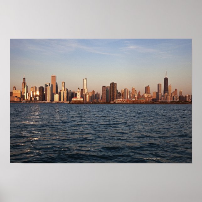 USA, Illinois, Chicago, City skyline over Lake Poster (Front)
