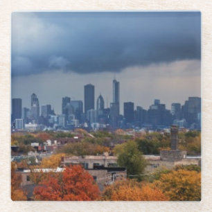 USA, Illinois, Chicago, cityscape Glass Coaster