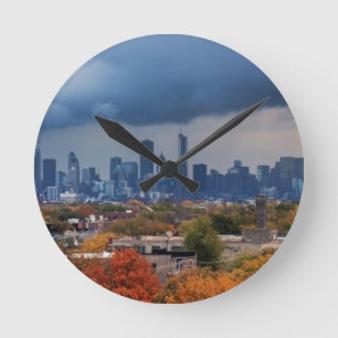 USA, Illinois, Chicago, cityscape Round Clock