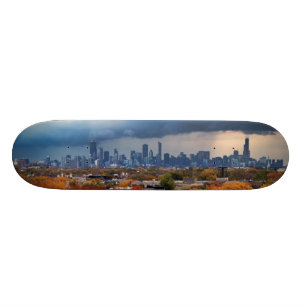 USA, Illinois, Chicago, cityscape Skateboard