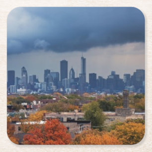 USA, Illinois, Chicago, cityscape Square Paper Coaster