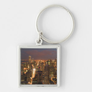 USA, Illinois, Chicago: Evening View of The Loop 2 Key Ring