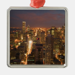 USA, Illinois, Chicago: Evening View of The Loop 2 Metal Ornament