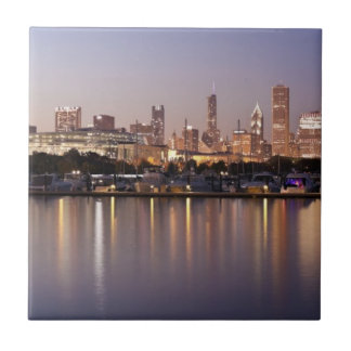 USA, Illinois, Chicago skyline at dusk Ceramic Tile