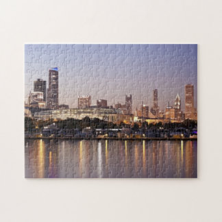 USA, Illinois, Chicago skyline at dusk Jigsaw Puzzle