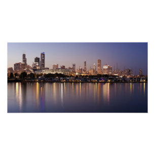 USA, Illinois, Chicago skyline at dusk Poster
