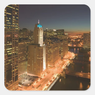 USA, Illinois, Chicago: The Loop: Buildings Square Sticker