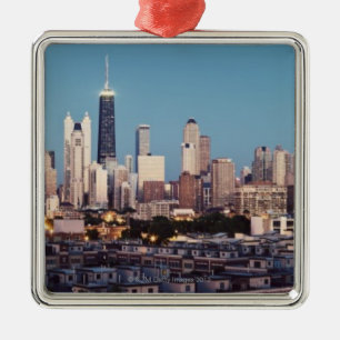 USA, Illinois, North Loop in Chicago panorama Metal Ornament