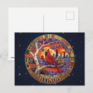 USA Illinois state symbols Postcard