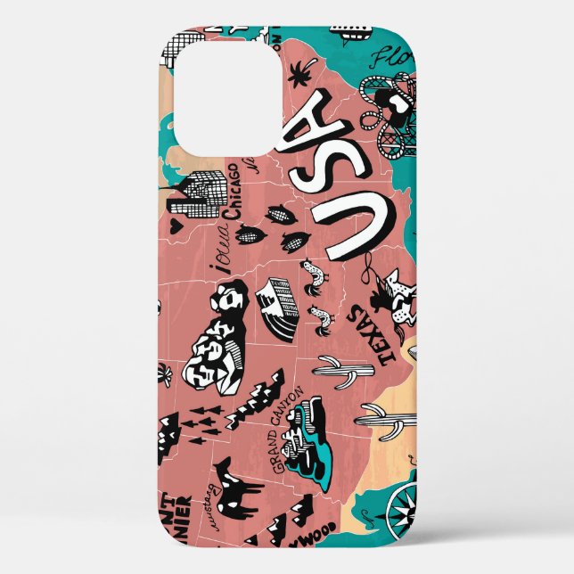 USA Illustrated: Colourful Map Journey. Case-Mate iPhone Case (Back)