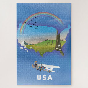 USA Illustrated travel poster Jigsaw Puzzle