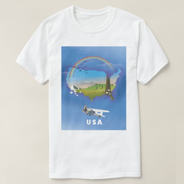 USA Illustrated travel poster T-Shirt (Design Front)