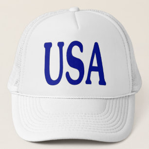 USA in Blue on White Cap