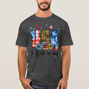 USA In God We Trust 4th Of July Sunflower Leopard T-Shirt