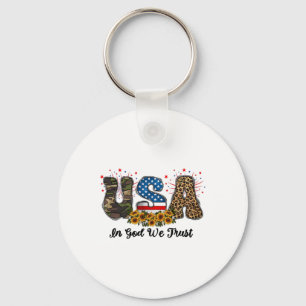 Usa In God We Trust America Flag 4th Of July Patri Key Ring