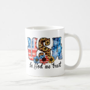 USA In God We Trust Christian Sunflower Coffee Mug