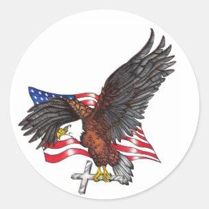 USA In God We Trust Eagle Classic Round Sticker