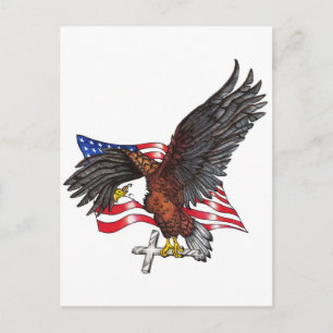 USA In God We Trust Eagle Postcard