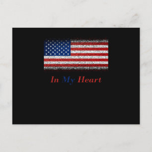 USA in my Heart United State Flag Postcard